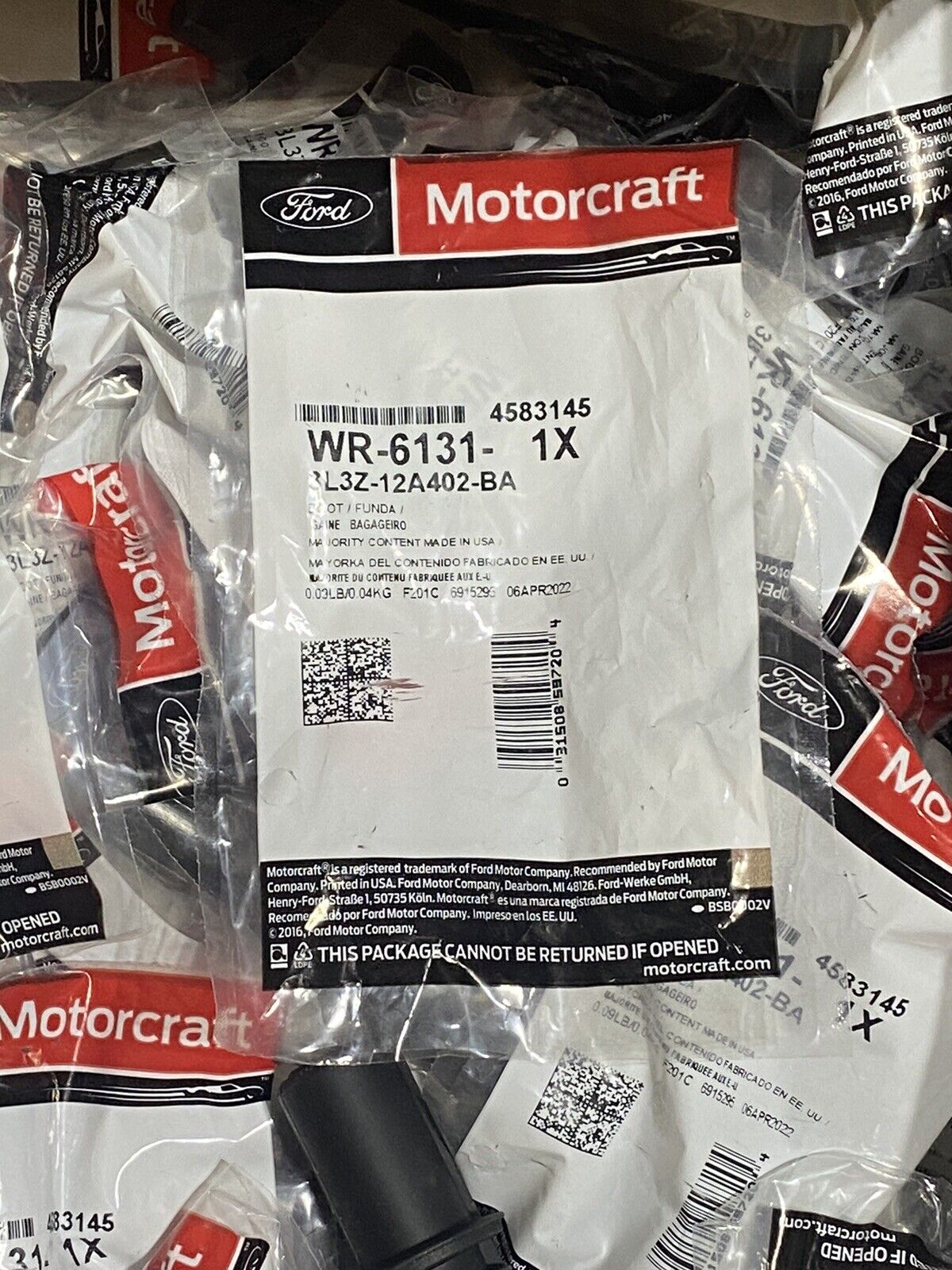 Motorcraft WR-6131 Ford 3L3Z-12A402-BA Spark Plug Boot Only, SPRING NOT INCLUDED