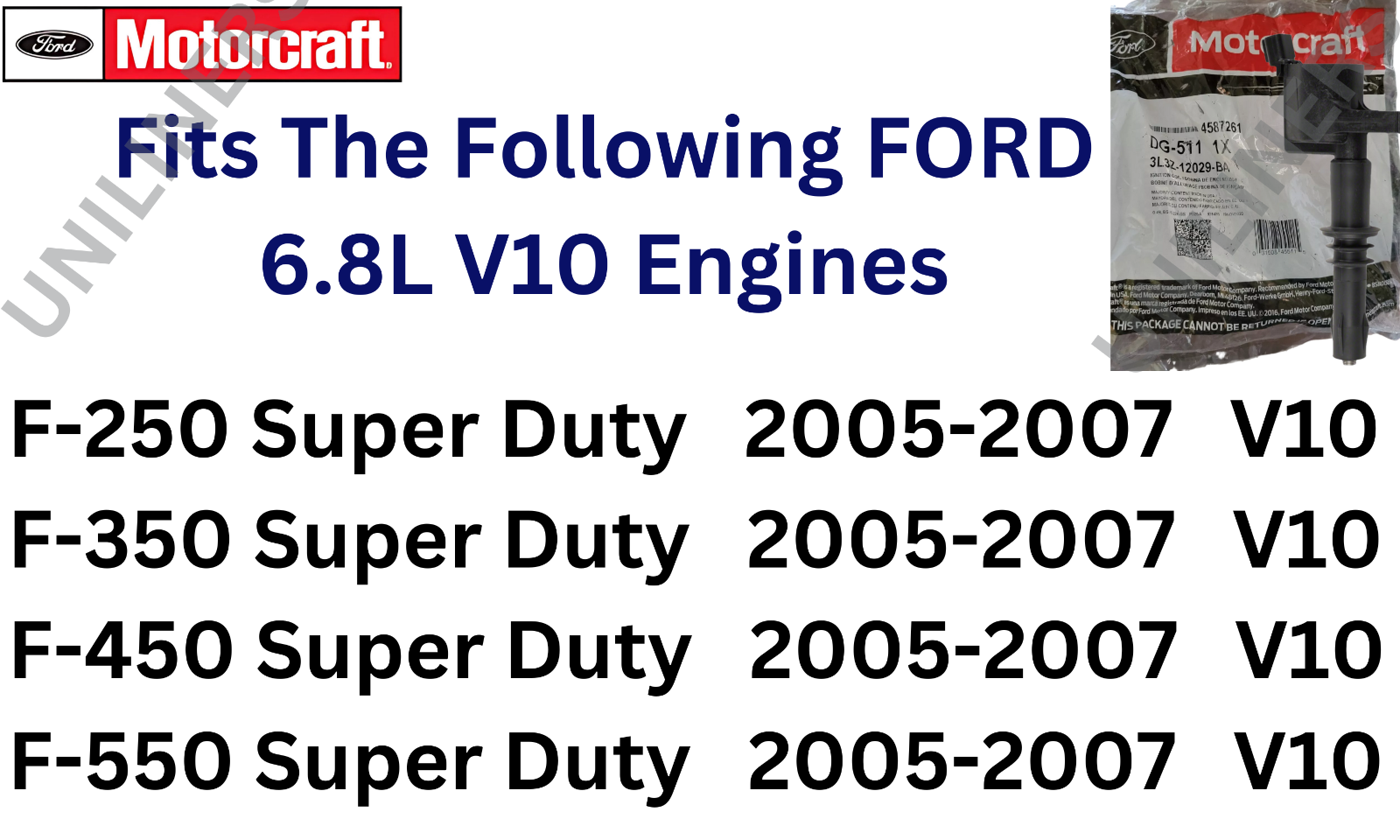 Set of 10 Motorcraft 3L3E12A366CA | DG511 Ignition Coils Fits FORD F250,350,450