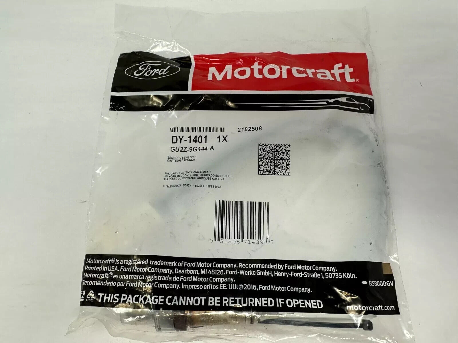 DY-1401 OEM Ford Motorcraft Oxygen O2 Sensor GU2Z-9G444-A Free Shipping