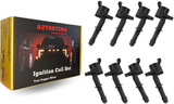 AUTOSTENA Set of 8 Straight Boot Ignition Coil Pack Compatible with Ford Lincoln Expedition Explorer F-150 Super Duty Mustang Mountaineer 4.6l 5.4l 6.8l Replacement for DG511 C1541 FD508
