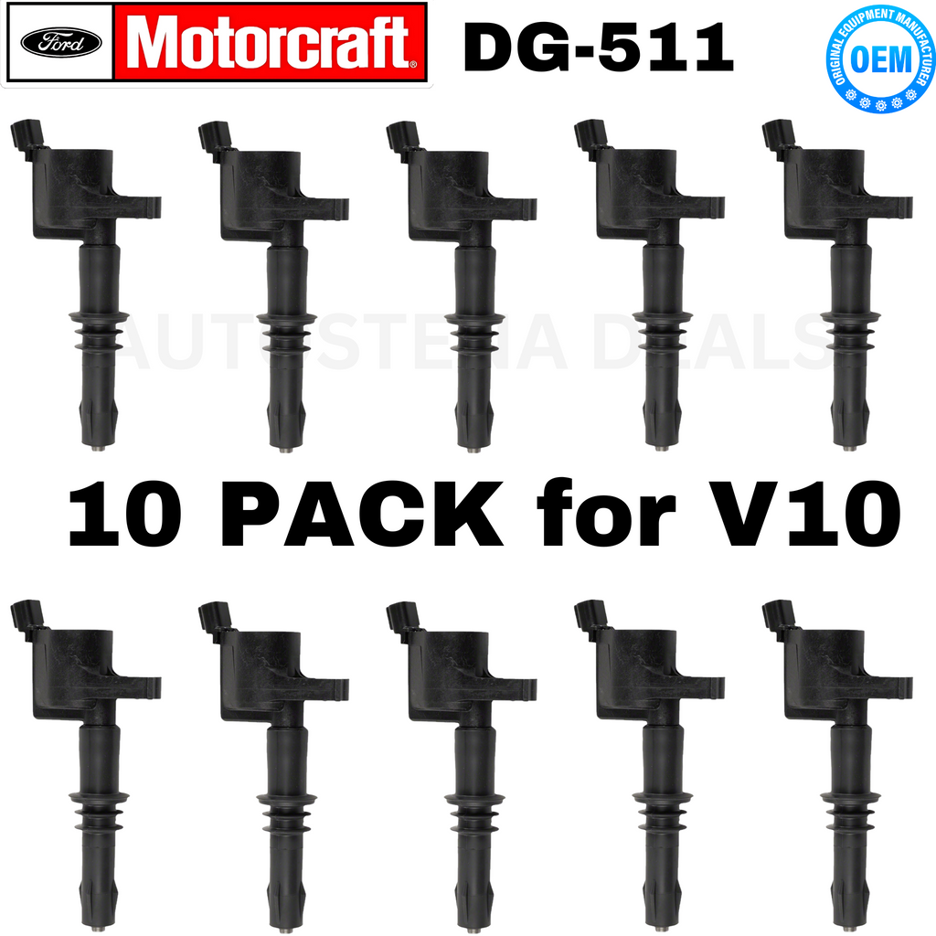 Set of 10 Motorcraft 3L3E12A366CA | DG511 Ignition Coils Fits FORD F250,350,450