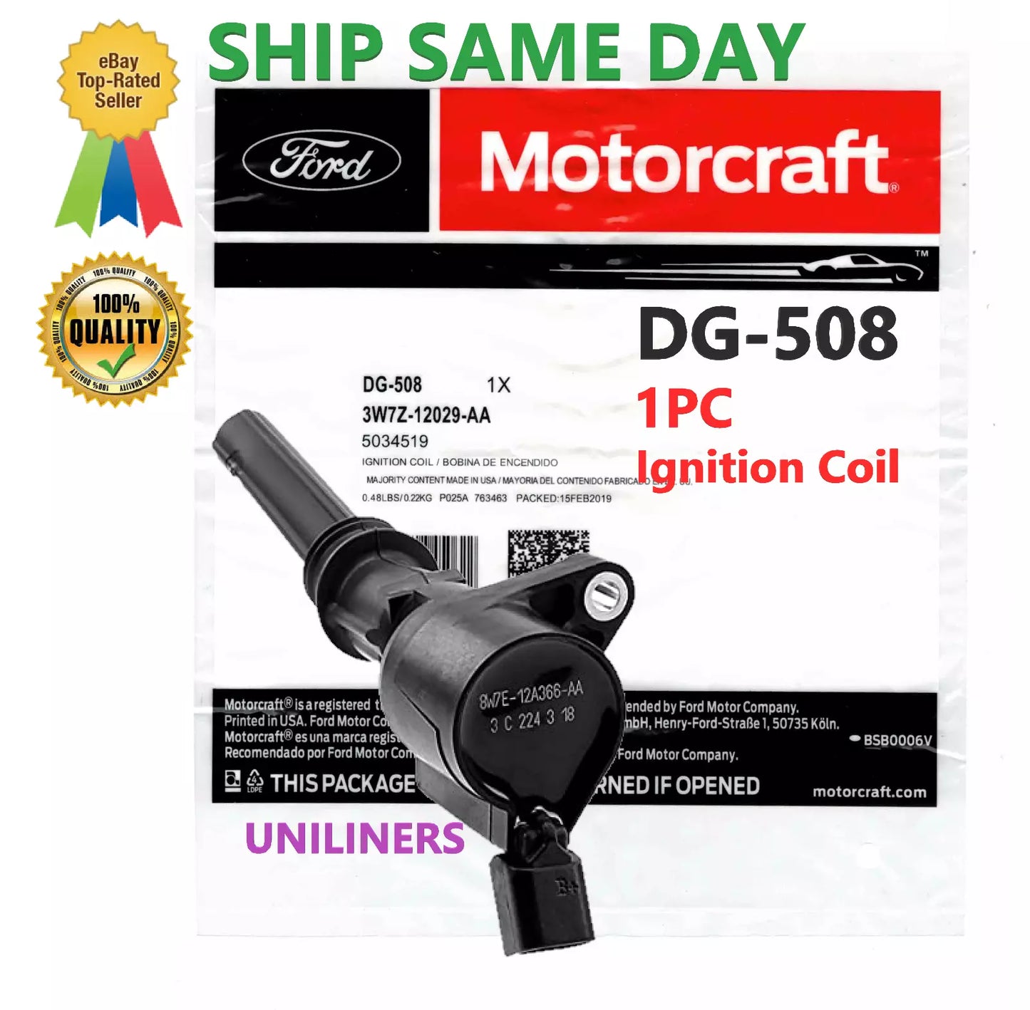 DG508 Ignition Coil Motorcraft f150 f350 Lincoln Expedition 3W7Z-12029-AA Pack 1